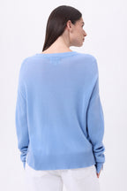 Pull Col Rond Oversize Cgiada - Bleu Clair - Femme