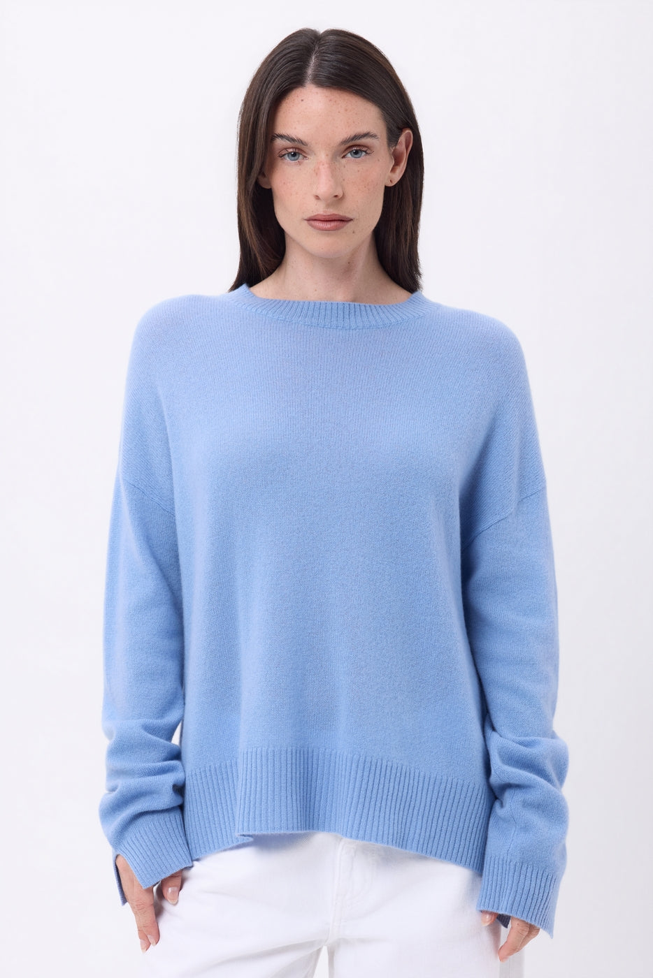 Pull Col Rond Oversize Cgiada - Bleu Clair - Femme