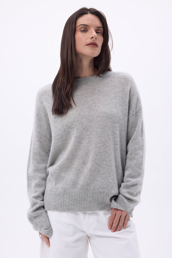 Maglione Girocollo Oversize Cgiada - Grigio Chiaro - Donna - 100% Cashmere