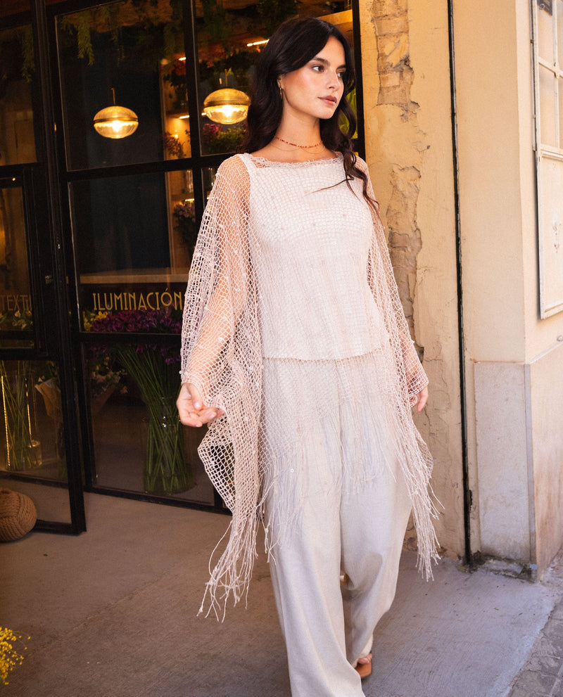 Cape Crochet Anna - Taupe