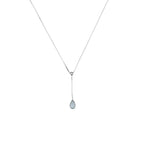 Collier "Goutte D'Azur 0,35Ct/1" Or Blanc 375/1000 Et Topaze