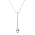 Collier "Goutte D'Azur 0,35Ct/1" Or Blanc 375/1000 Et Topaze