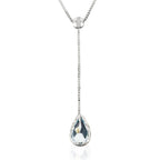 Collier "Goutte D'Azur 0,35Ct/1" Or Blanc 375/1000 Et Topaze