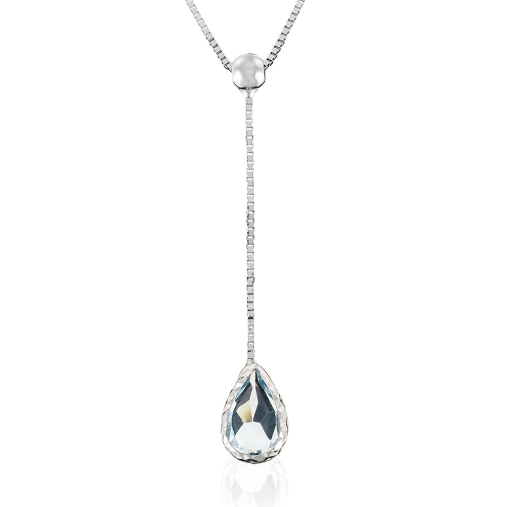 Collar “Goutte D’Azur 0.35Ct/1” Oro blanco 375/1000 y topacio