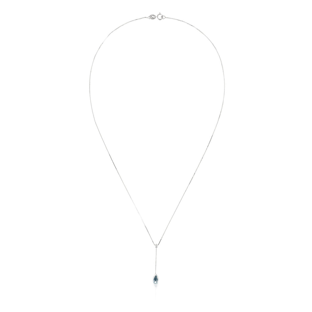 Collar “Goutte D’Azur 0.35Ct/1” Oro blanco 375/1000 y topacio