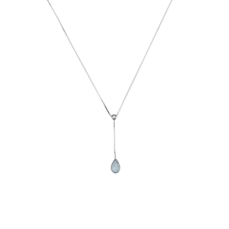Collar “Goutte D’Azur 0.35Ct/1” Oro blanco 375/1000 y topacio