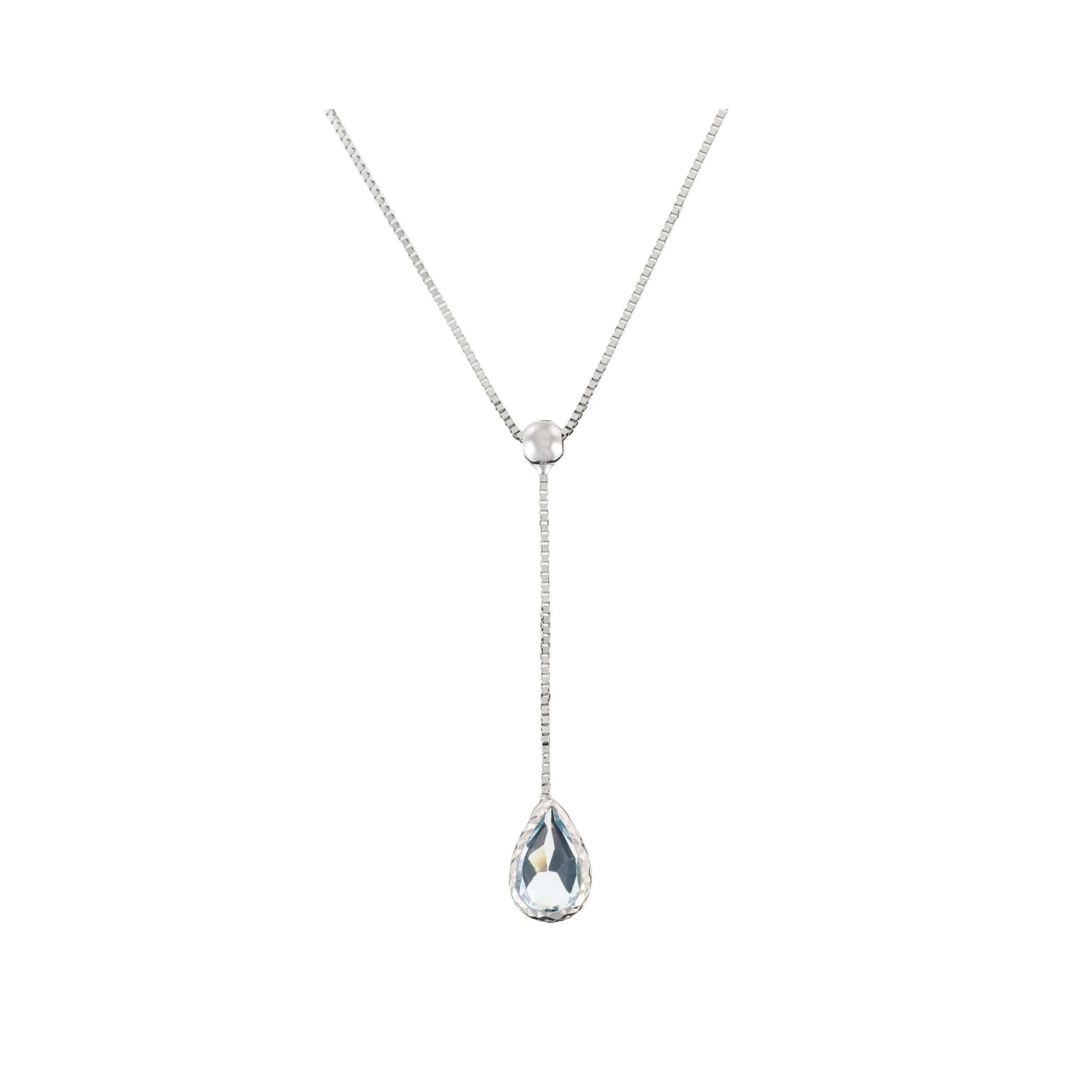 "Goutte D'Azur 0.35Ct/1" Necklace in 375/1000 White Gold and Topaz
