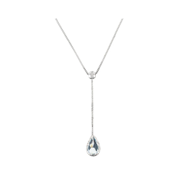 Collier "Goutte D'Azur 0,35Ct/1" Or Blanc 375/1000 Et Topaze