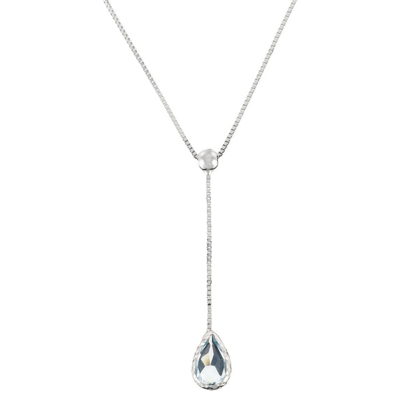 Collar "Goutte D'Azur 0,35Ct/1" Oro Blanco 375/1000 y Topacio