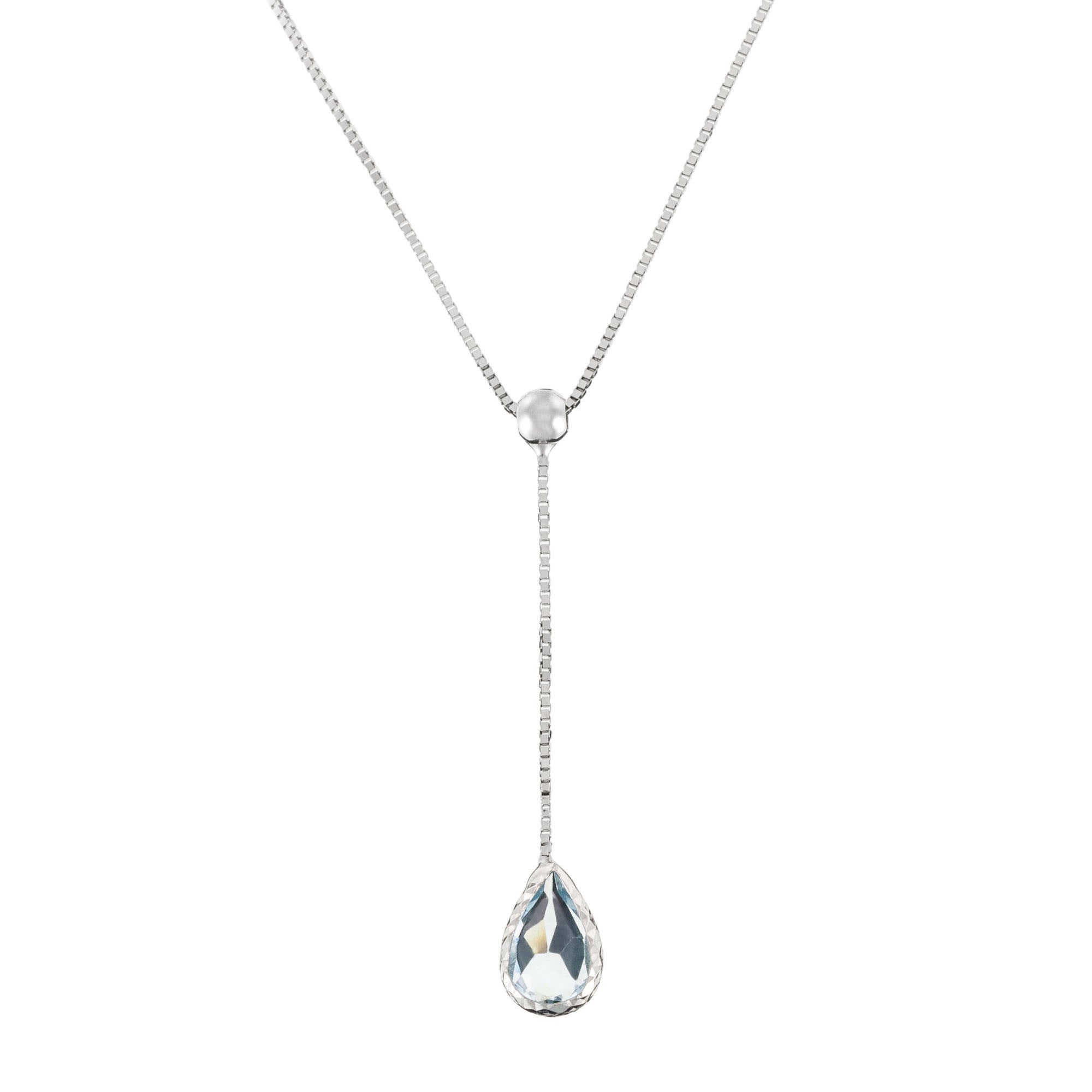 Collar “Goutte D’Azur 0.35Ct/1” Oro blanco 375/1000 y topacio