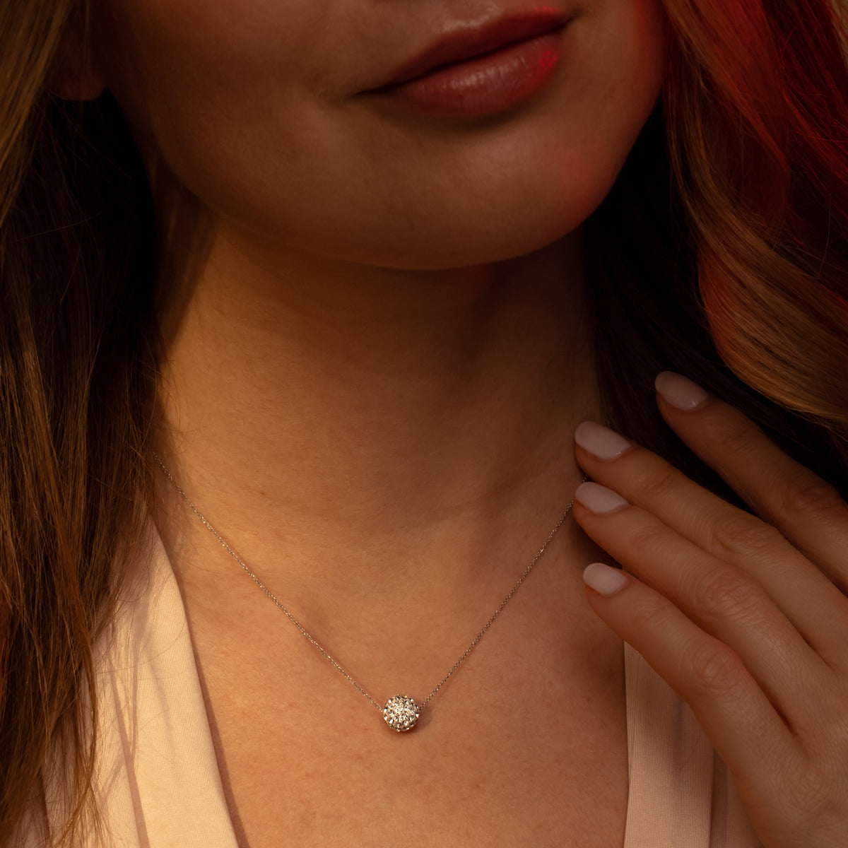 Collier "Bulle De Crystal" Or Blanc 375/1000