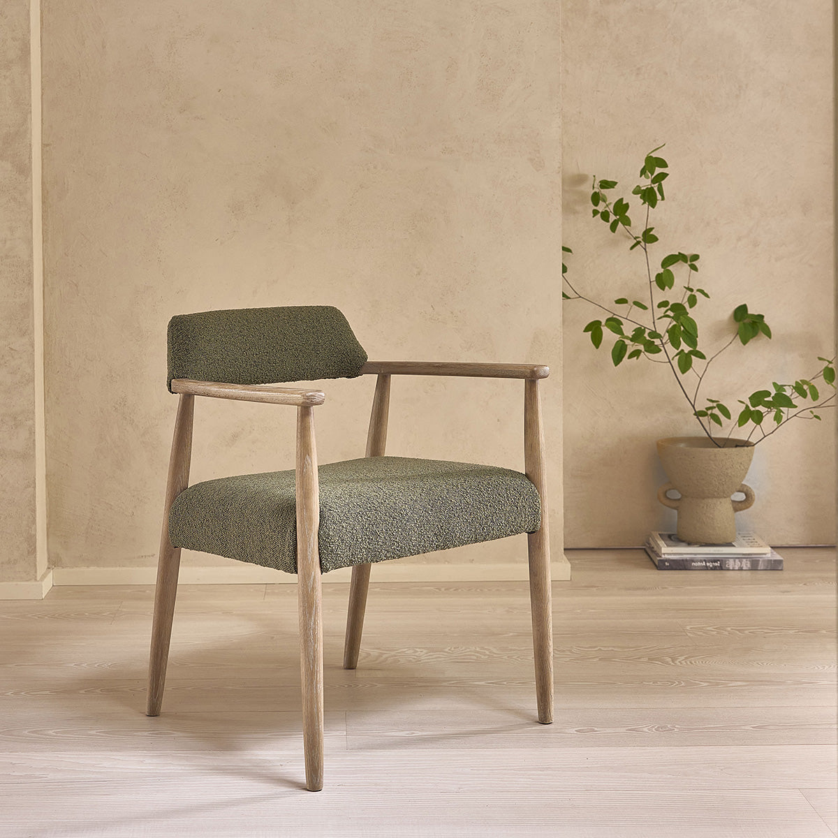 Luisa - Chaise - Chêne Et Tissu Bouclette - Kaki