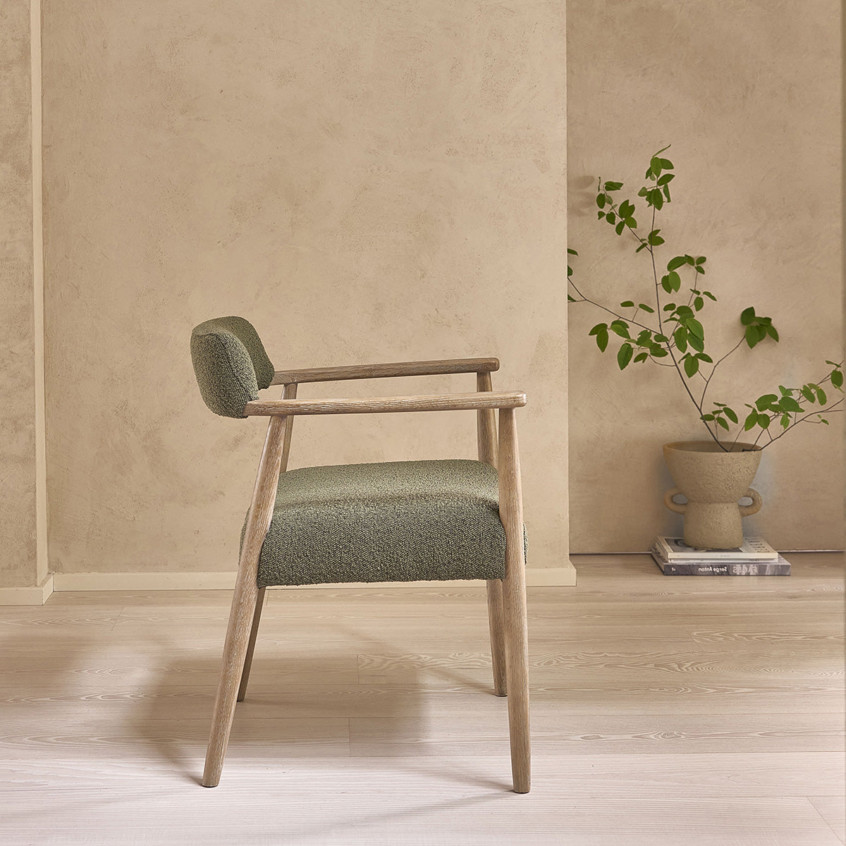 Luisa - Chaise - Chêne Et Tissu Bouclette - Kaki