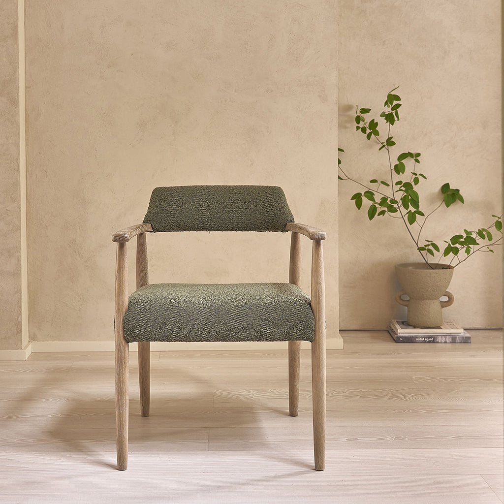 Luisa - Chaise - Chêne Et Tissu Bouclette - Kaki