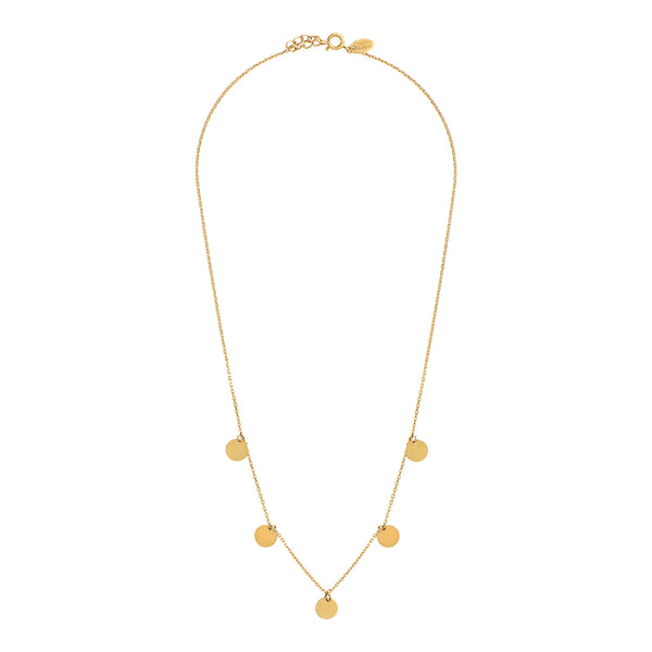Collier Chaine Simple Doré 5 Pastilles