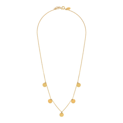 Collier Chaine Simple Doré 5 Pastilles
