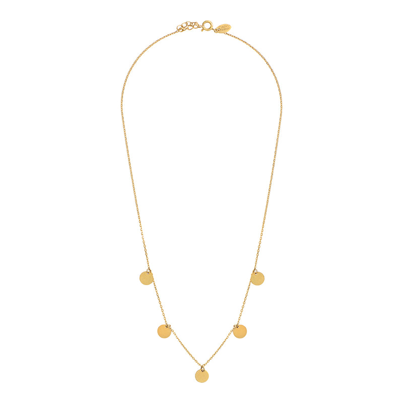 Collier Chaine Simple Doré 5 Pastilles