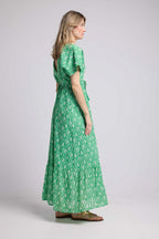 Robe Longue Manches Courtes - Rosaces Vertes