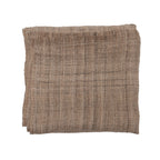 Hemp Throw with Shiny Stitching - Brown
