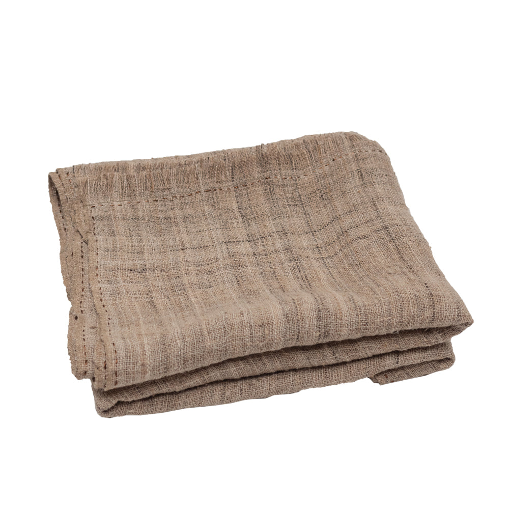 Hemp Throw with Shiny Stitching - Brown