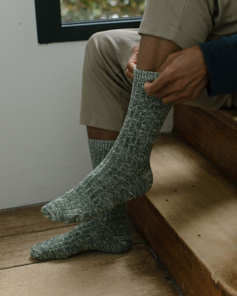 chaussette homme chinée kaki Angarde porté