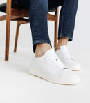 Chaussures Sneakers À Lacets En Cuir Blanches