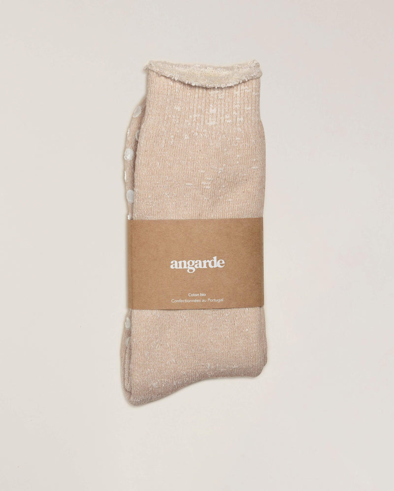 chausson chaussette femme beige clair Angarde packshot cavalier