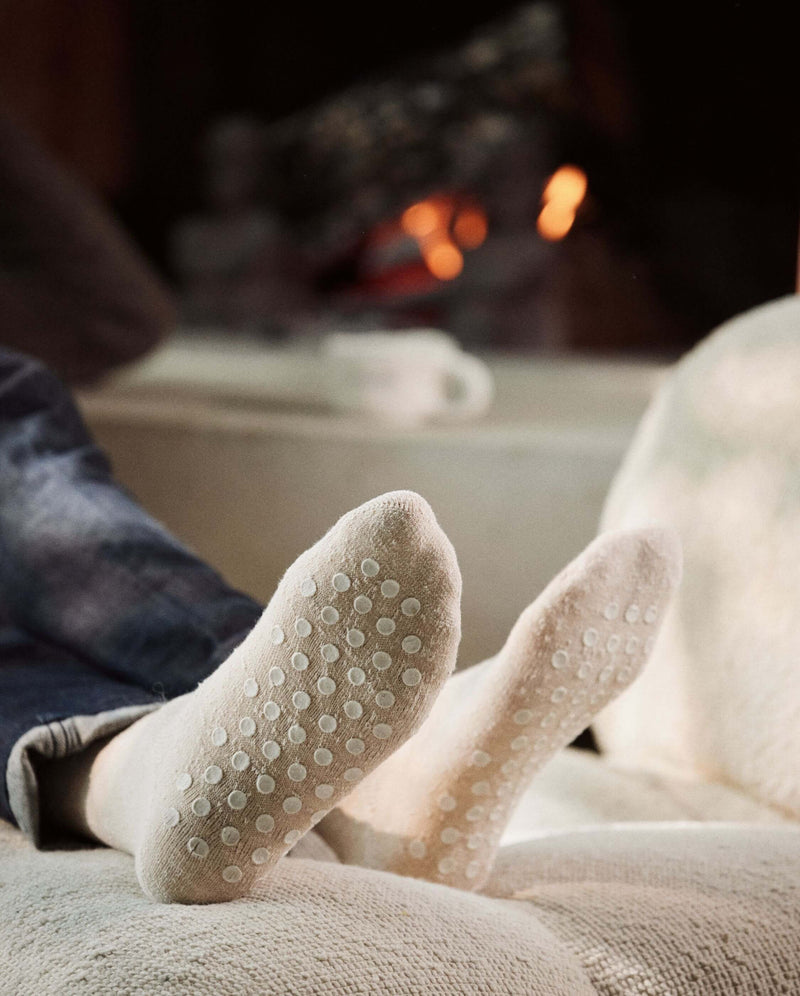 chausson chaussette homme beige clair Angarde close up