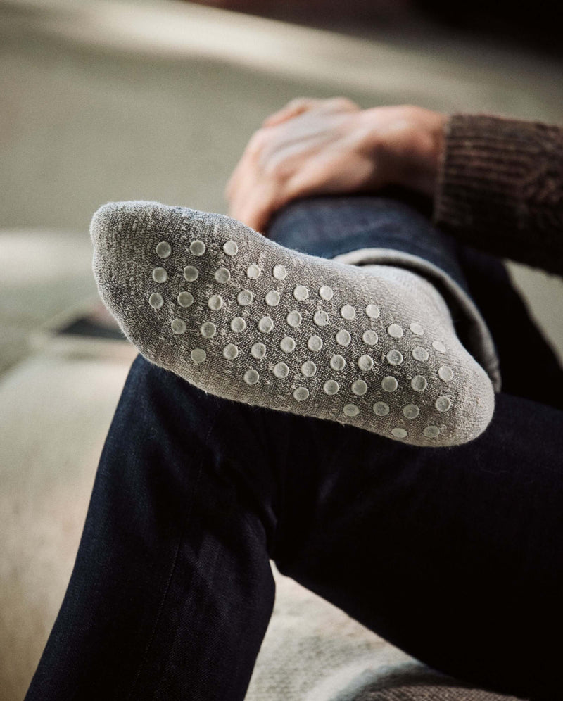 dark gray men's sock slipper Angarde close up underneath
