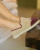Zapatilla Bruson - Lana Beige Burdeos - Mujer