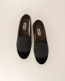 Chausson femme laine gris foncé noir haut Angarde