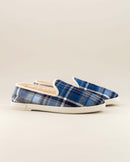 Chausson femme tartan bleu profil Angarde