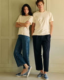 Chausson femme tartan bleu lifestyle duo Angarde