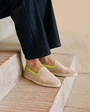 Chausson Bruson - Laine Beige Jaune Fluo - Homme