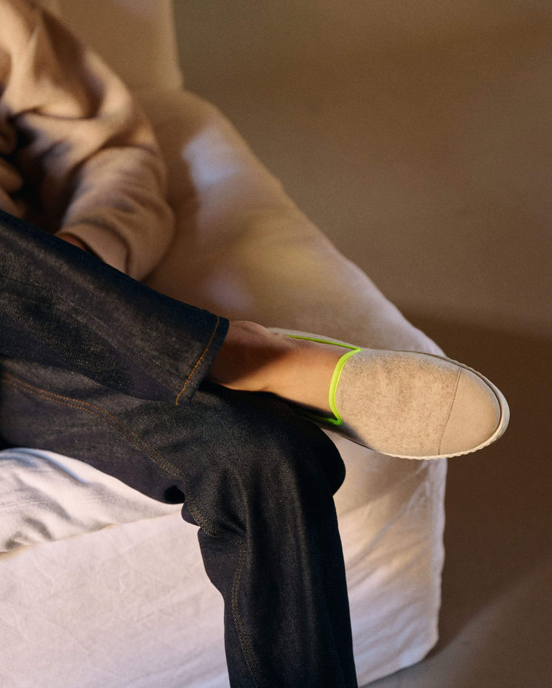 Chausson Bruson - Laine Beige Jaune Fluo - Homme