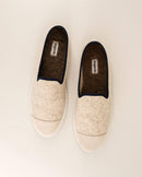 Chausson homme laine beige biais marine haut Angarde