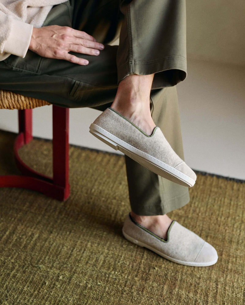 Chausson Bruson - Laine Beige Kaki - Homme