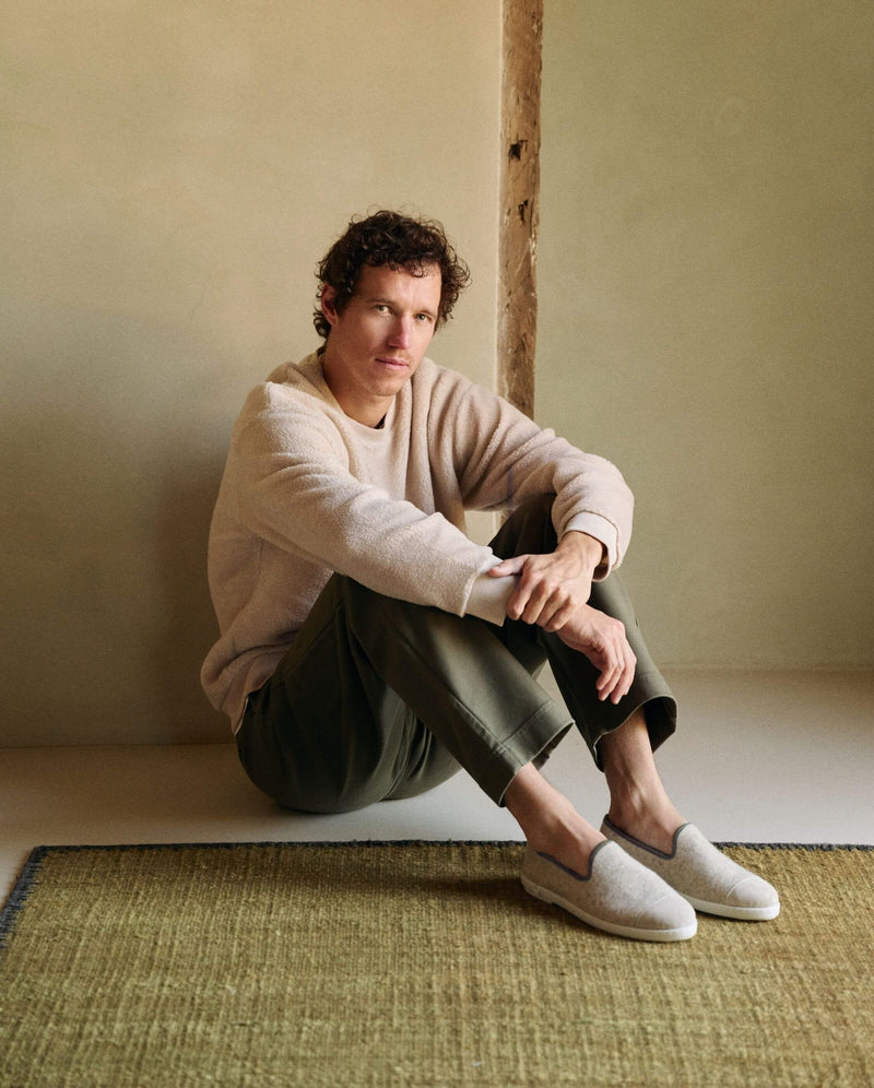 Chausson Bruson - Laine Beige Kaki - Homme