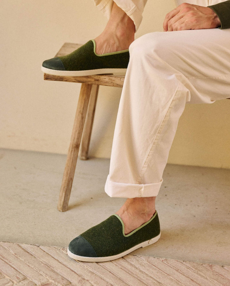 Chausson homme laine kaki sauge lifestyle Angarde