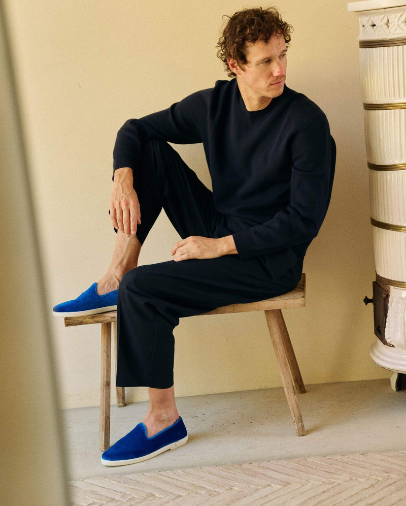 Chausson Bruson - Velours Bleu - Homme