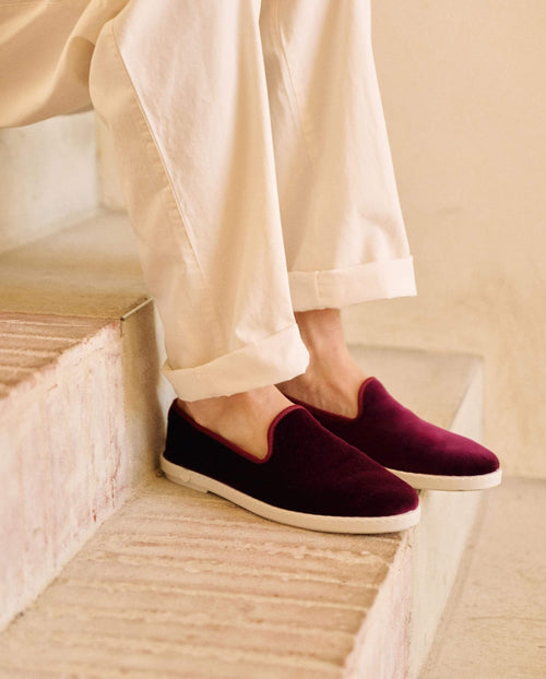 Chausson Bruson - Velours Bordeaux - Homme