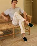 Chausson homme velours vert mood Angarde