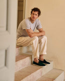 Chausson homme velours vert focus Angarde