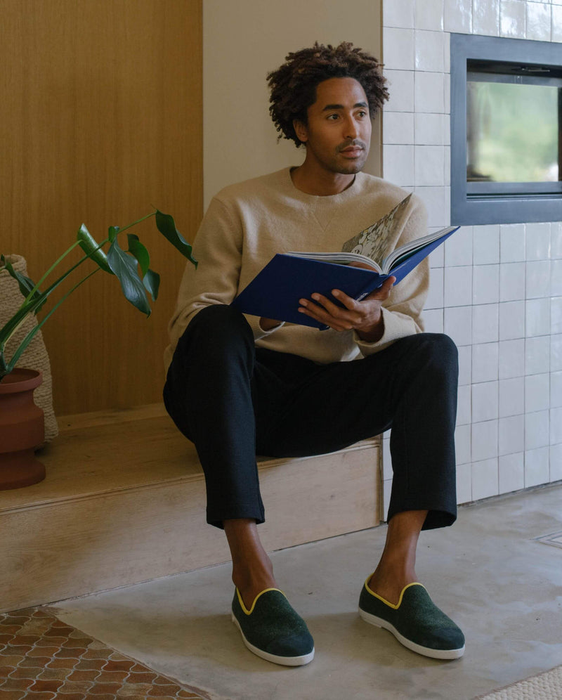 Chausson Bruson - Laine Vert Jaune - Homme