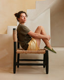 Chausson femme lin kaki pistache lifestyle Angarde