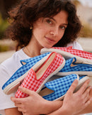 Chausson femme vichy bleu-océan collection Angarde