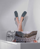 Paire De Chaussons - Éponge - Rayures Gris / Crème