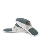Paio Di Pantofole - Spugna - Righe Grigie / Crema
