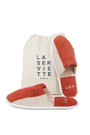 Paire De Chaussons - Éponge - Rayures Rouille / Crème