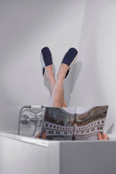 Paire De Chaussons - Éponge - Rayures Bleu Océan / Crème